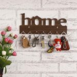 Trioostar Premium Home Keys Wooden Key Holder (29 cm x 13.5 cm x 0.4 cm, Wood) 7 Hook - Decorative Items for Home Decor (Brown)