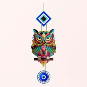 Owl Shape Wooden Wall Hanging Luck Prosperity For Home Decor watercolor painting Wall Hanging Ornaments with Quotes for Home Decor | Office | Gifts | Living Room | Bedroom | Wood Decorative Items