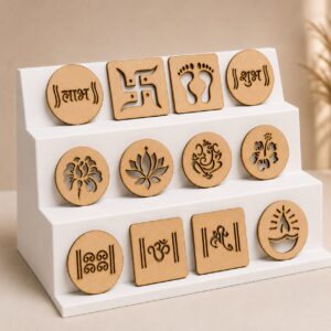 Trioostar India Traditional MDF Rangoli Art Stencil Set – 12 pcs | Reusable Kolam Templates for Diwali & Home Decor | Chapa