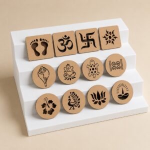 Reusable MDF Rangoli Stencil Combo (12 pcs)| Traditional Wooden Kolam Stencil  | chapa | Reusable Wooden Stencils for Diwali Home Decoration Festival Special Wooden Rangoli Stencil