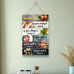 Artvibes Kitchen Rules Printed MDF Wooden Wall Hanging For Cafe | Kitchen | Restaurants | Quotes Decor Item | Kitchen Quotes Wall Hanging | Wall Poster | Modern Artwork