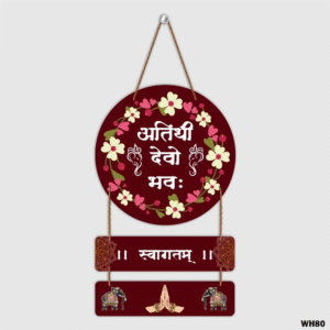Millionminds Marathi Welcome Sign Wall Hanging Wooden Art Decoration Item for Home | Living Room | Bedroom | Home Decor | Office