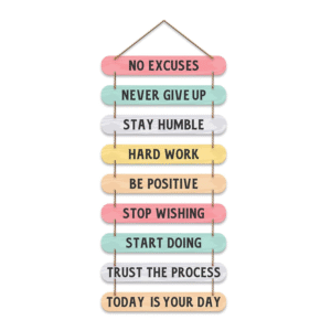 Motivational Wooden Wall Hanging – No Excuses, Never Give Up, Stay Humble Inspirational Quote Sign | Positive Wooden Wall Décor for Office, Home & Study Room | Gift for Students & Entrepreneurs