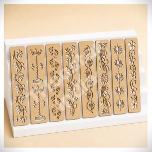 Border Rangoli Stencil Set of 8 |Festival Special Rangoli Stencil  MDF Wooden Kolam | Chapa for Diwali Rangoli, Muggulu, Alpana, Pongal, Onam, Navratri & Floor Art